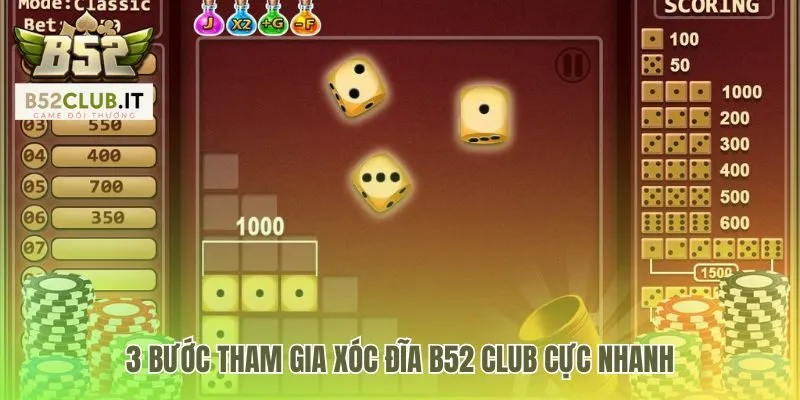 Xóc Đĩa B52 2 Ba bước vào game gồm chọn cửa đặt chip và xác nhận lệnh